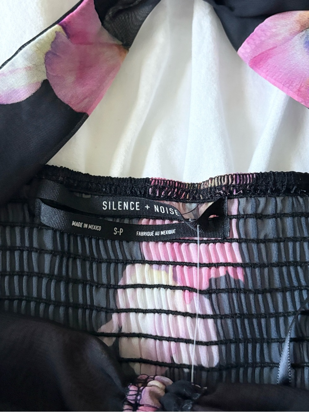Black Halter Top with Pink Floral Print - Picture 6 of 7